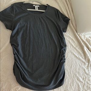 Grey Short Sleeve Top With Scrunches On The Side